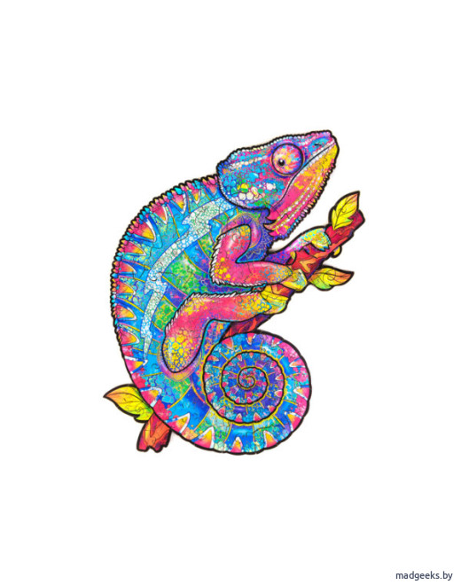 Деревянный пазл Unidragon Радужный хамелеон (15 × 25 см, 106 дет.)