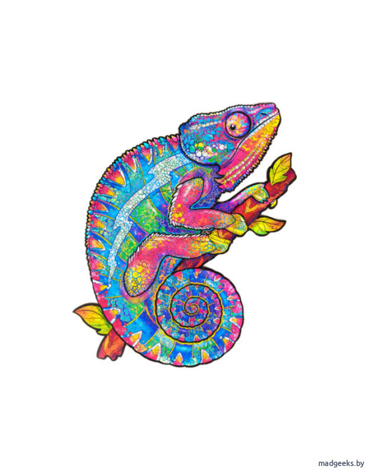 Деревянный пазл Unidragon Радужный хамелеон (21 × 35 см, 202 дет.)