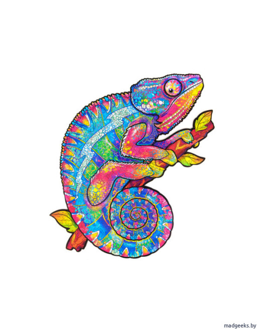 Деревянный пазл Unidragon Радужный хамелеон (25 × 43 см, 315 дет.)