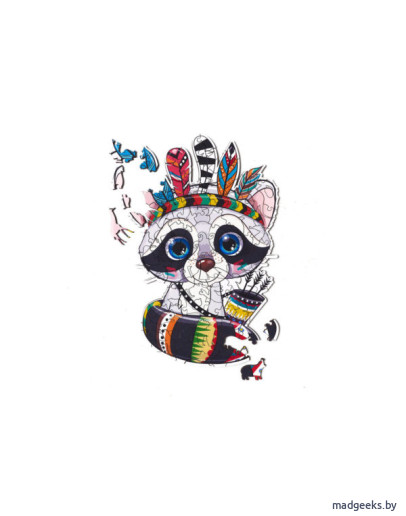 Детский деревянный пазл Артвентура Енотик индеец