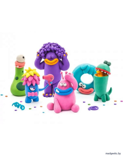 Легкий пластилин для лепки HEY CLAY «Залипаки» Монстры (18 баночек)