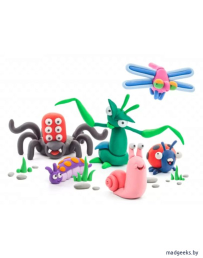 Легкий пластилин для лепки HEY CLAY «Залипаки» Букашки (18 баночек)