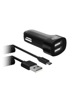 Автомобильное зарядное устройство BoraSCO (VSP) 2 USB, 2,1 A + витой дата-кабель microUSB (2 м)