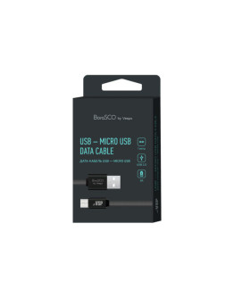 Дата-кабель в нейлоновой оплетке BoraSCO (VSP) USB / microUSB, 3 А (1 м)