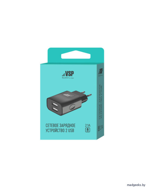 Сетевое зарядное устройство BoraSCO (VSP) 2 USB, 2,1 A