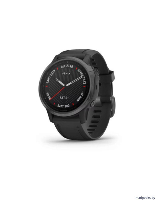 Спортивные часы Garmin Fenix 6S Sapphire серые DLC с черным ремешком