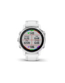 Спортивные часы Garmin Fenix 6S серебристые с белым ремешком