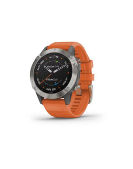 Спортивные часы Garmin Fenix 6 Sapphire титановые с оранжевым ремешком