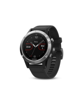 Спортивные часы Garmin Fenix 5 серебристые с черным ремешком