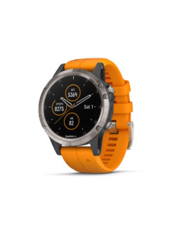 Спортивные часы Garmin Fenix 5 Plus Sapphire титановые с оранжевым ремешком