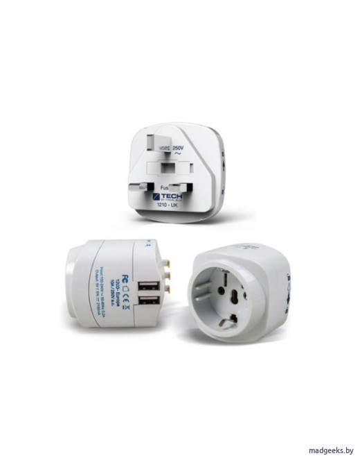 Сетевой адаптер-переходник Travel Blue EU-to-UK с USB (948)