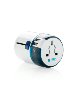 Универсальный адаптер-переходник с 2xUSB-портами для зарядки Travel Blue Sliding Adaptor (270)