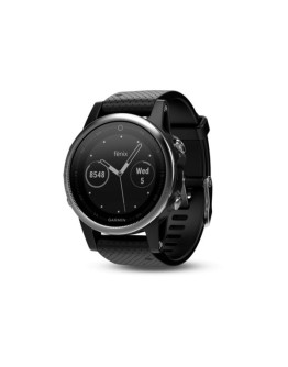Спортивные часы Garmin Fenix 5S серебристые с черным ремешком