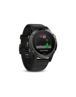 Спортивные часы Garmin Fenix 5 серые с черным ремешком с HRM (датчик пульса)