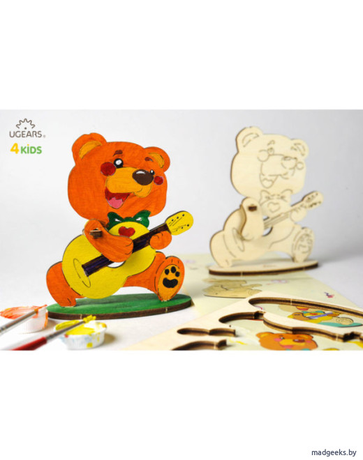 Деревянная модель-раскраска для детей UGears Медвежонок (Bear)