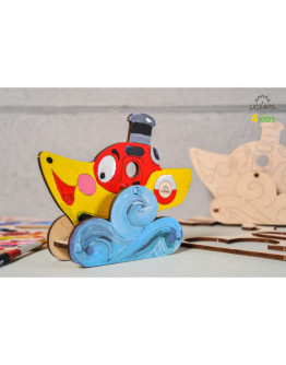 Деревянная модель-раскраска для детей UGears Пароход (Steamboat)