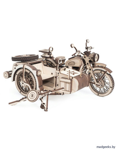 Деревянный 3D-конструктор Армия России Мотоцикл с коляской