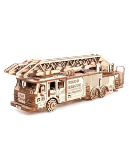 Деревянный 3D-конструктор Eco Wood Art Пожарная машина с лестницей