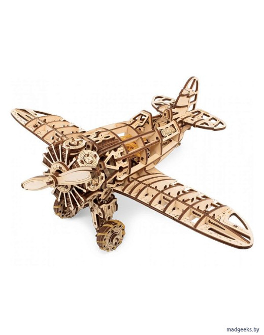 Деревянный 3D-конструктор Eco Wood Art Самолет с мотором