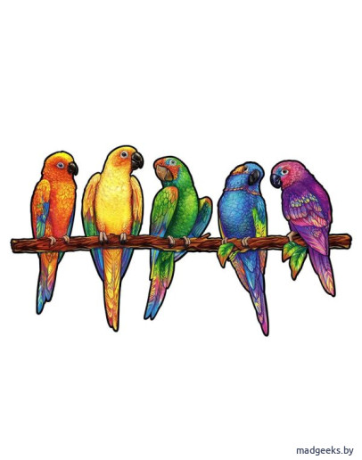 Деревянный пазл Unidragon Игривые попугаи (44 x 25см, 193 дет.)