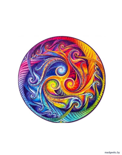 Деревянный пазл Unidragon Мандала Спирального Воплощения (25 x 25 см, 200 дет.)