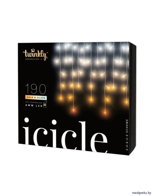 Smart-гирлянда бахрома Twinkly Icicle - 190 шт.(5 м) AWW + BT + Wi-Fi