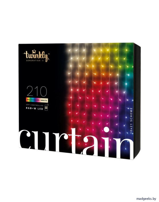 Smart-гирлянда штора Twinkly Curtain с 210 шт. RGB+W + BT + Wi-Fi 1,5 м x 2,1 м