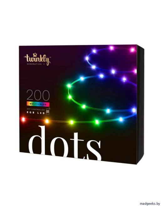 Программируемая светодиодная лента Twinkly Dots - 200 шт. RGB + BT + Wi-Fi 10 м (черный провод)