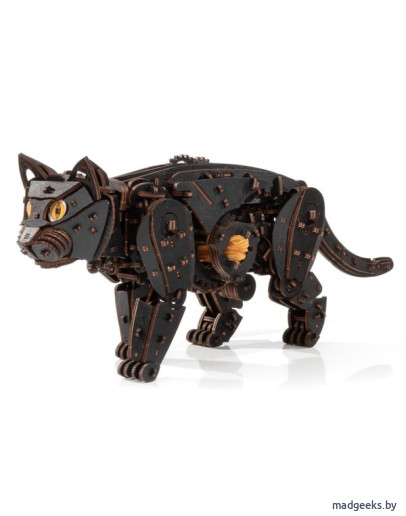 Деревянный 3D-конструктор Eco Wood Art Механический Черный Кот