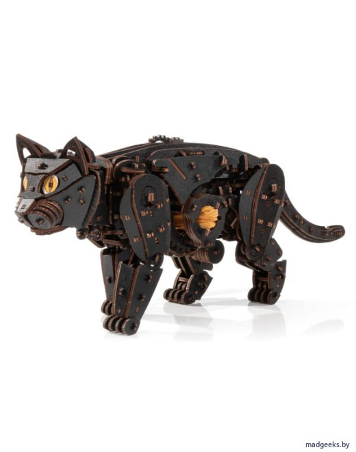 Деревянный 3D-конструктор Eco Wood Art Механический Черный Кот