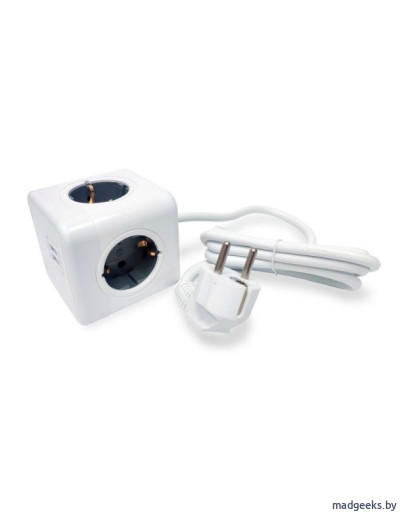 Удлинитель RocketSocket Cube Extended (4 евророзетки 16A, 2 USB A, с блоком 5В/2.1А, кабель 1,5м)