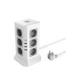 Удлинитель RocketSocket Tower Extended (12 евророзеток 16A, 4 USB 3A+C с блоком 5В/3.4А, кабель 2м)