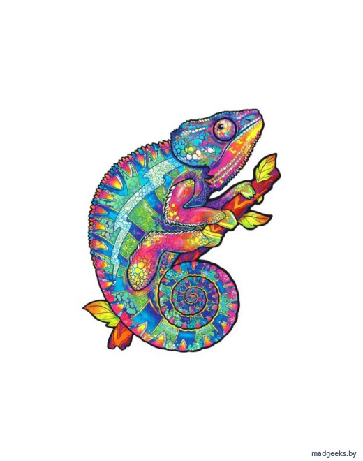 Деревянный пазл Unidragon Радужный хамелеон (19 × 24 см, 107 дет.)