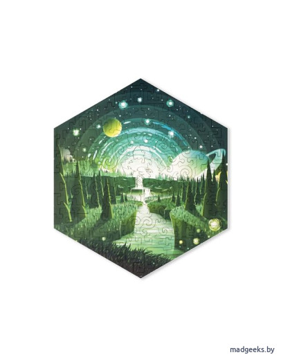 Деревянный пазл Unidragon Hexagon Вечнозеленый (23,8 x 27 см, 100 дет.)