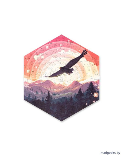 Деревянный пазл Unidragon Hexagon Королевская Птица (23,8 x 27 см, 100 дет.)