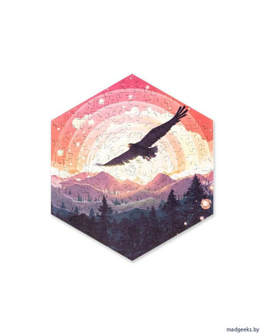Деревянный пазл Unidragon Hexagon Королевская Птица (23,8 x 27 см, 100 дет.)