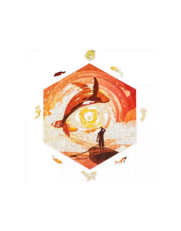 Деревянный пазл Unidragon Hexagon Солнечный Кит (23,8 x 27 см, 100 дет.)