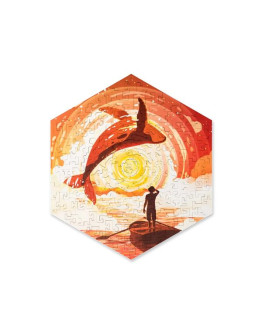 Деревянный пазл Unidragon Hexagon Солнечный Кит (23,8 x 27 см, 100 дет.)