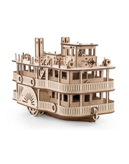 Деревянный 3D-конструктор Eco Wood Art Колесный пароход Принцесса рек