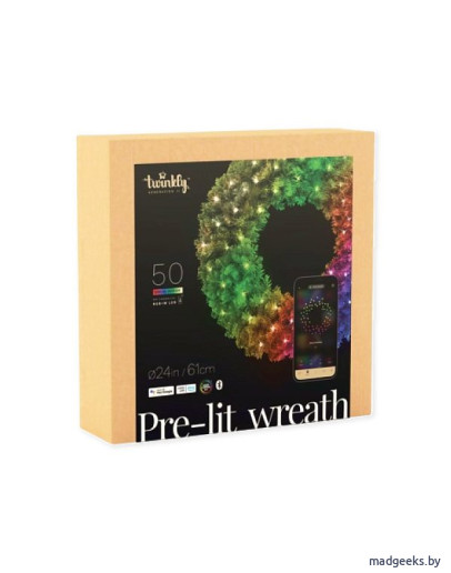 Рождественский венок со smart-гирляндой Twinkly Pre-lit Wreath 50 LED RGB+W + BT + Wi-Fi