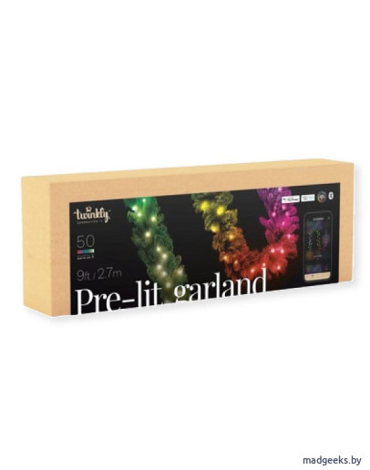 Рождественский орнамент со smart-гирляндой Twinkly Pre-lit Garland 50 LED RGB+W + BT + Wi-Fi 2,7 м