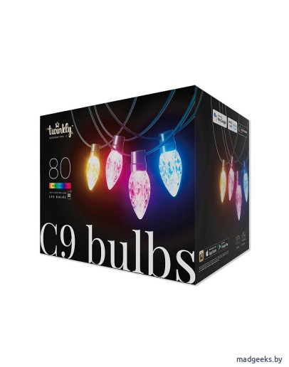 Умное освещение: Уличная Smart-гирлянда Twinkly C9 Bulbs, 80 шт. (24,2м) RGB + BT + Wi-Fi Gen II, IP44 Уличная Smart-гирлянда Twinkly C9 Bulbs, 80 шт. (24,2м) RGB + BT + Wi-Fi Gen II, IP44