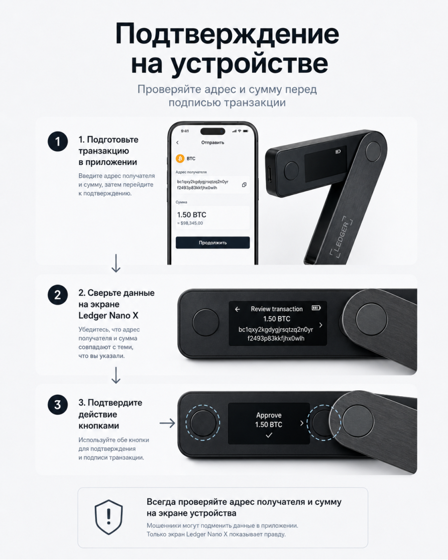 Подтверждение транзакции на Ledger Nano X