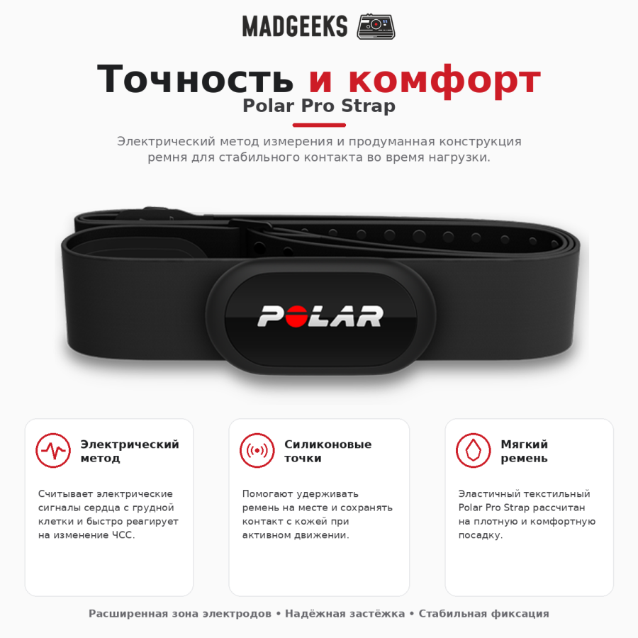 Polar H10 и Polar Pro Strap — электроды, силиконовые точки и застёжка